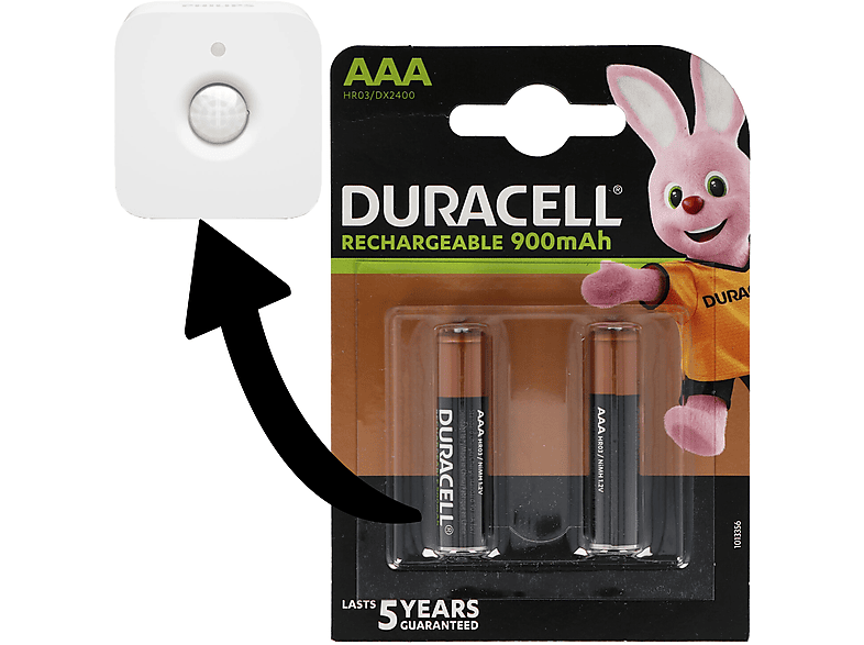 DURACELL Akku passend für Home-Akku, Philips 850mAh 850 Motion Micro Indoor 2x Smart Nickel-Metallhydrid AAA NiMH Sensor HUE Duracell - mAh