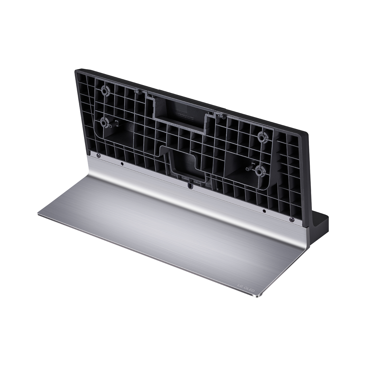 Base de soporte de TV, metal y plástico. Se utiliza para sujetar el televisor.