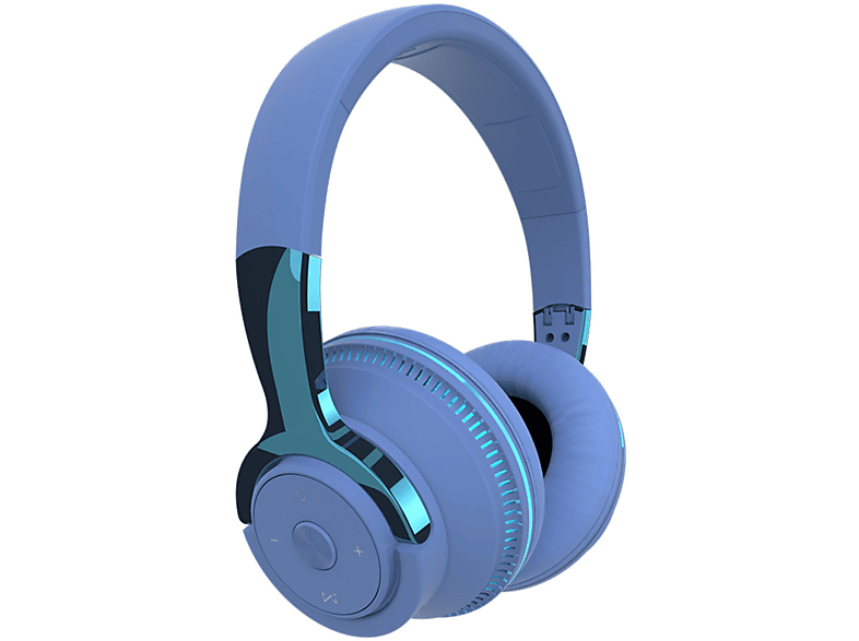 ENBAOXIN Headset Blaues Stirnband Bluetooth Headset Beleuchtetes Wireless Gaming All Inclusive Headset, Over-ear Kopfhörer Bluetooth Blau