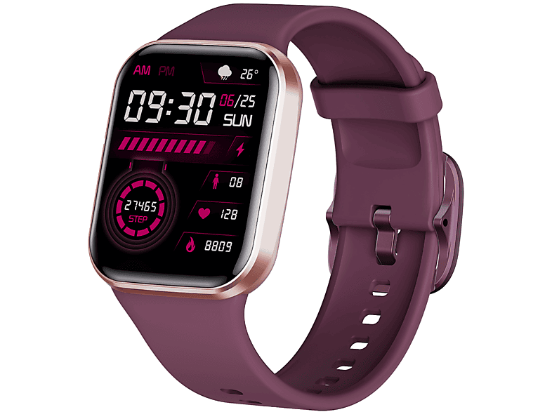 ENBAOXIN Smart-Armband lila Sportuhr Silikon Smartwatch Silikon, Lila Blut-Sauerstoff-Herzfrequenz-Blutdruck-Überwachung Schrittzähler