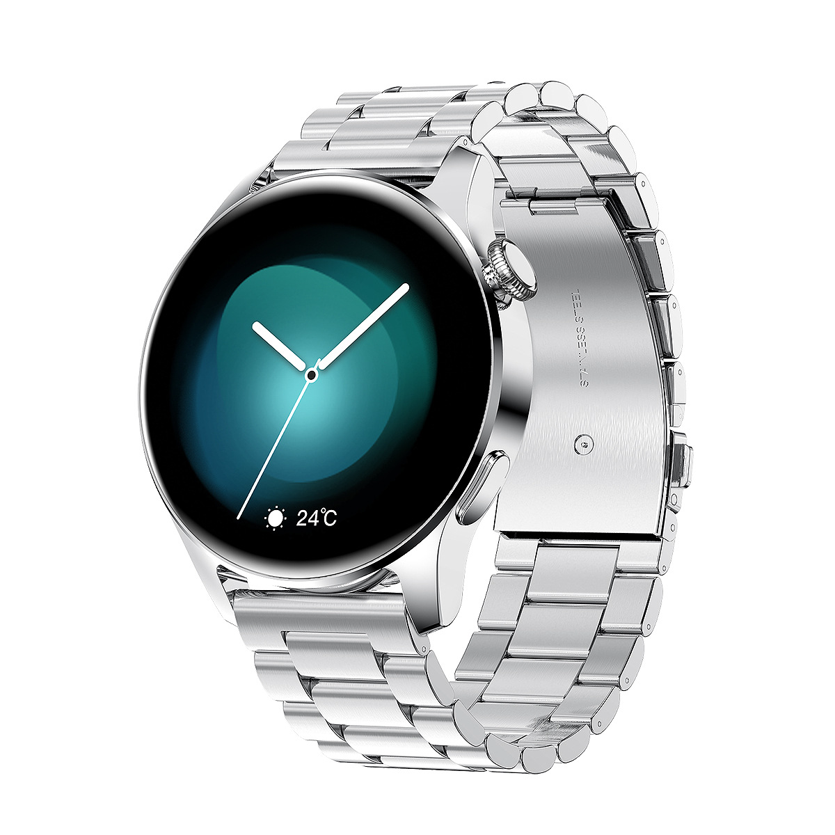 ENBAOXIN Smartwatch - Gesundheitsüberwachung, Smartwatch Foto-Schrittzähler, Bluetooth-Anrufe Stahlgürtel, Silber Musiksteuerung