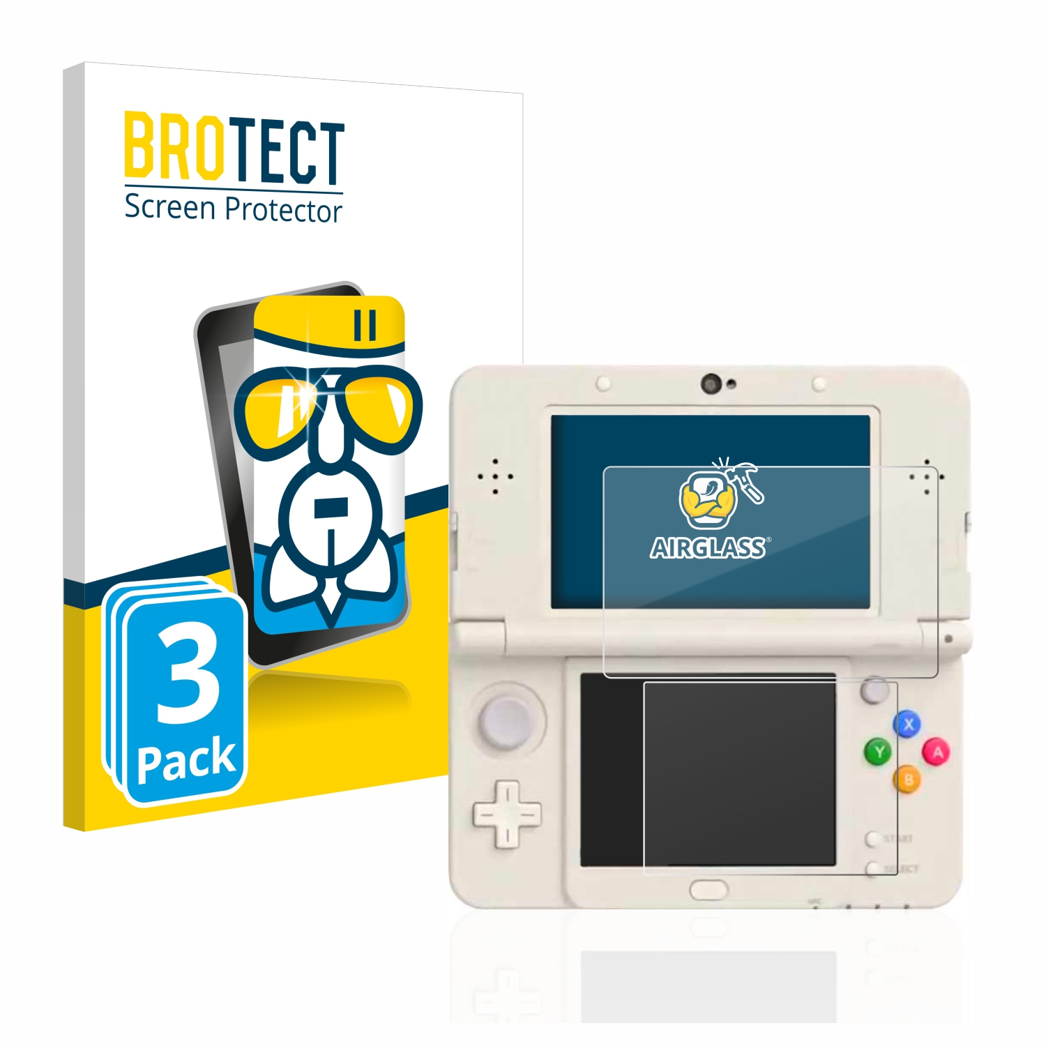 BROTECT 3x Airglass 3DS) Schutzfolie(für New Nintendo klare