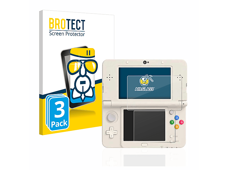 BROTECT 3x Airglass klare 3DS) Schutzfolie(für Nintendo New