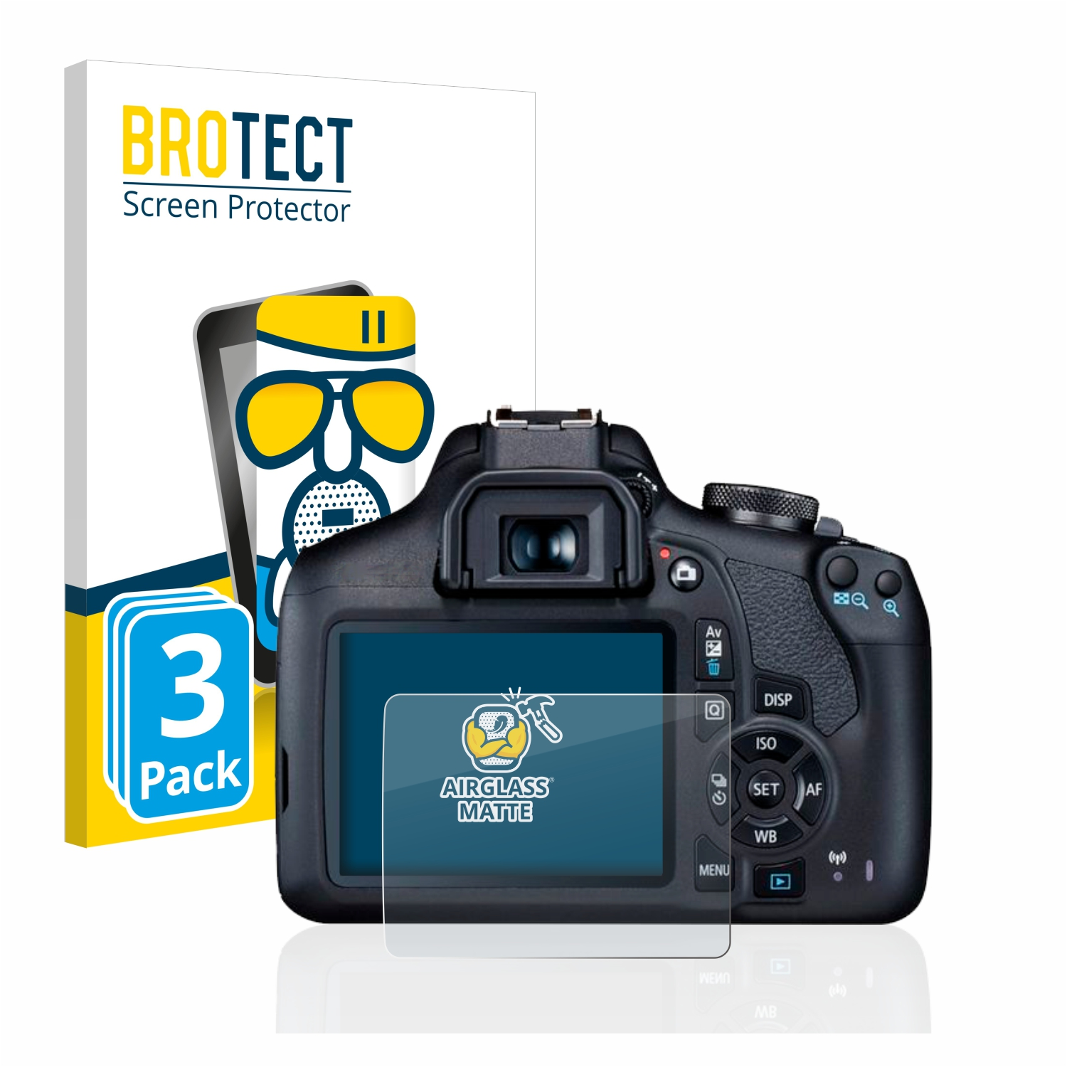 BROTECT 3x EOS Airglass Schutzfolie(für matte 2000D) Canon