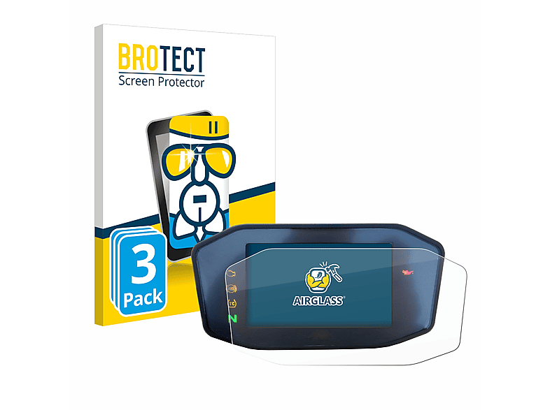 Airglass BROTECT klare 890 Schutzfolie(für 3x KTM R Duke 2020 Screen) TFT
