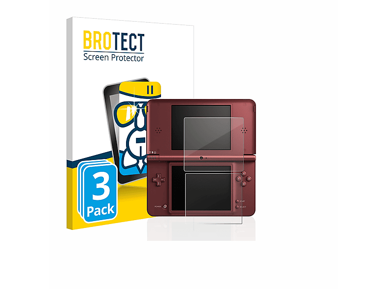 BROTECT 3x Airglass Schutzfolie(für Nintendo DSi klare XL)