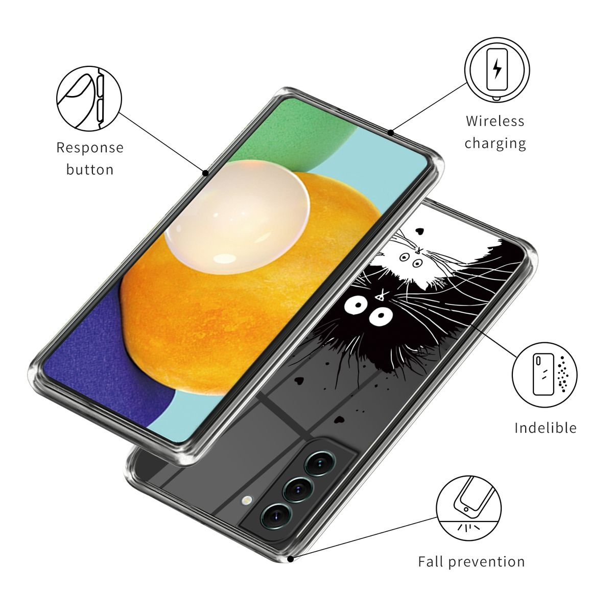 WIGENTO Design Muster Motiv 5G, Plus Aufdruck Samsung, & Transparent TPU Galaxy mit Backcover, robust, Hülle dünn S23