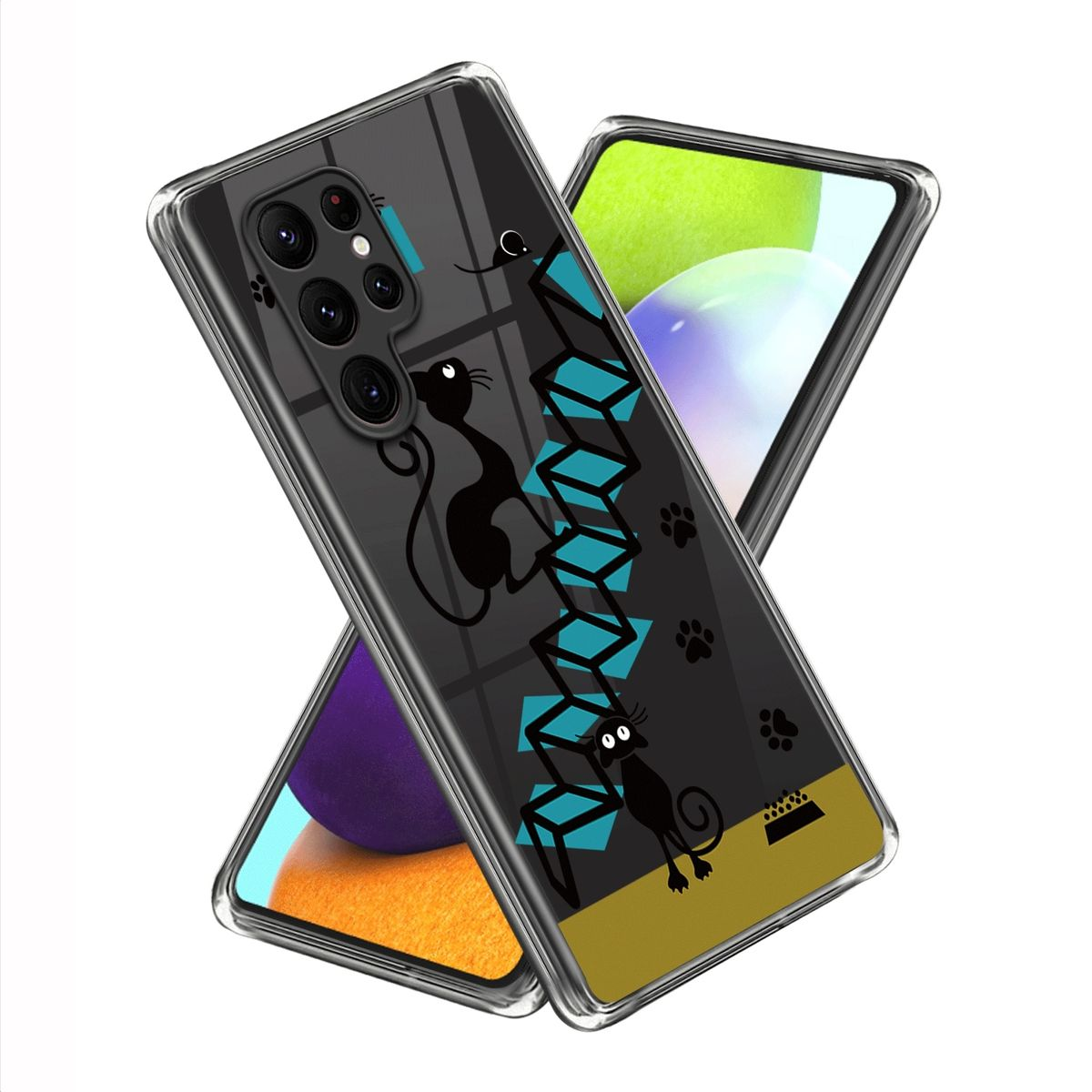 WIGENTO Design Motiv Samsung, robust, & Backcover, Aufdruck Galaxy Transparent dünn TPU 5G, Muster mit Ultra S23 Hülle
