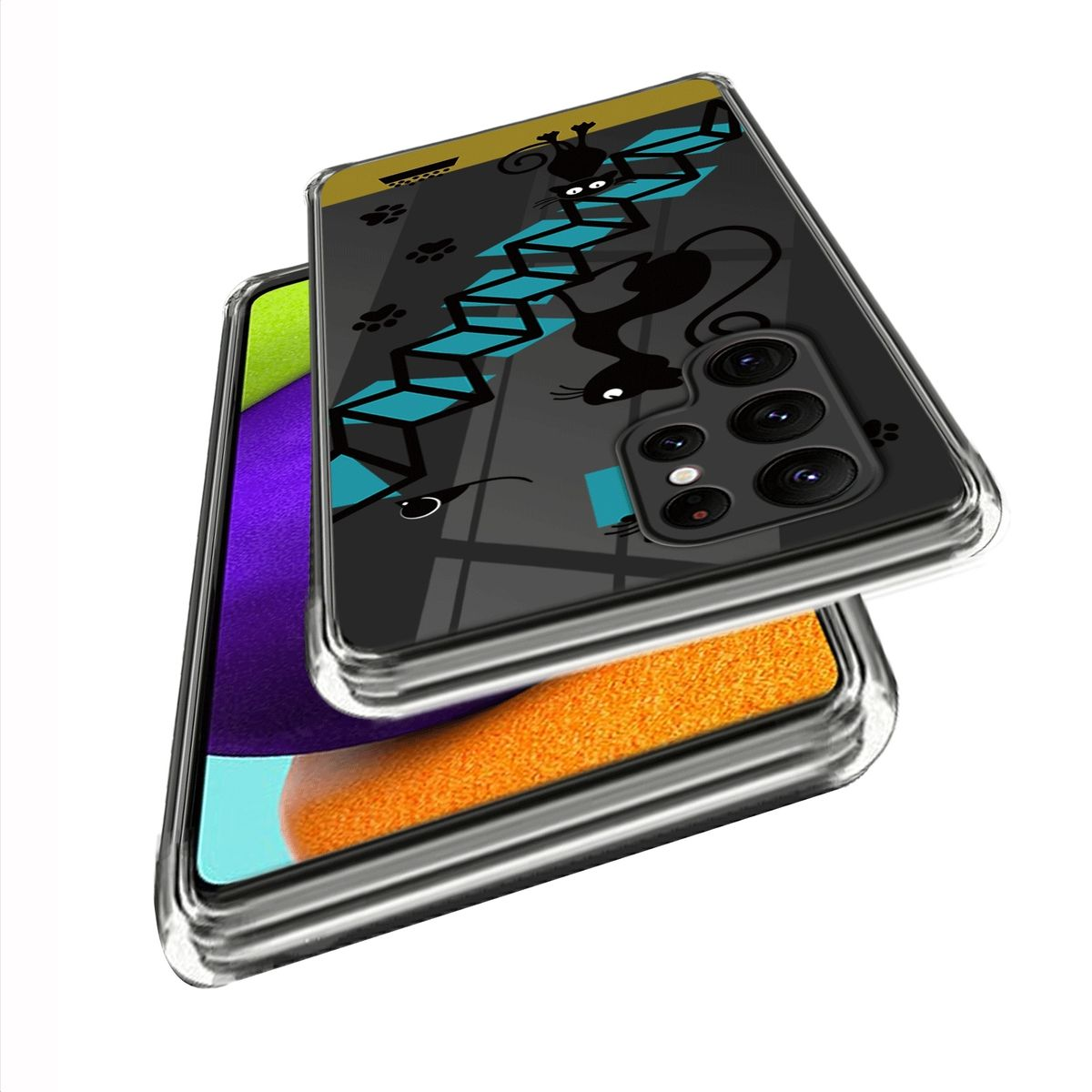 WIGENTO Design Muster Motiv Galaxy S23 TPU & robust, 5G, dünn Transparent Hülle Samsung, Backcover, Ultra mit Aufdruck