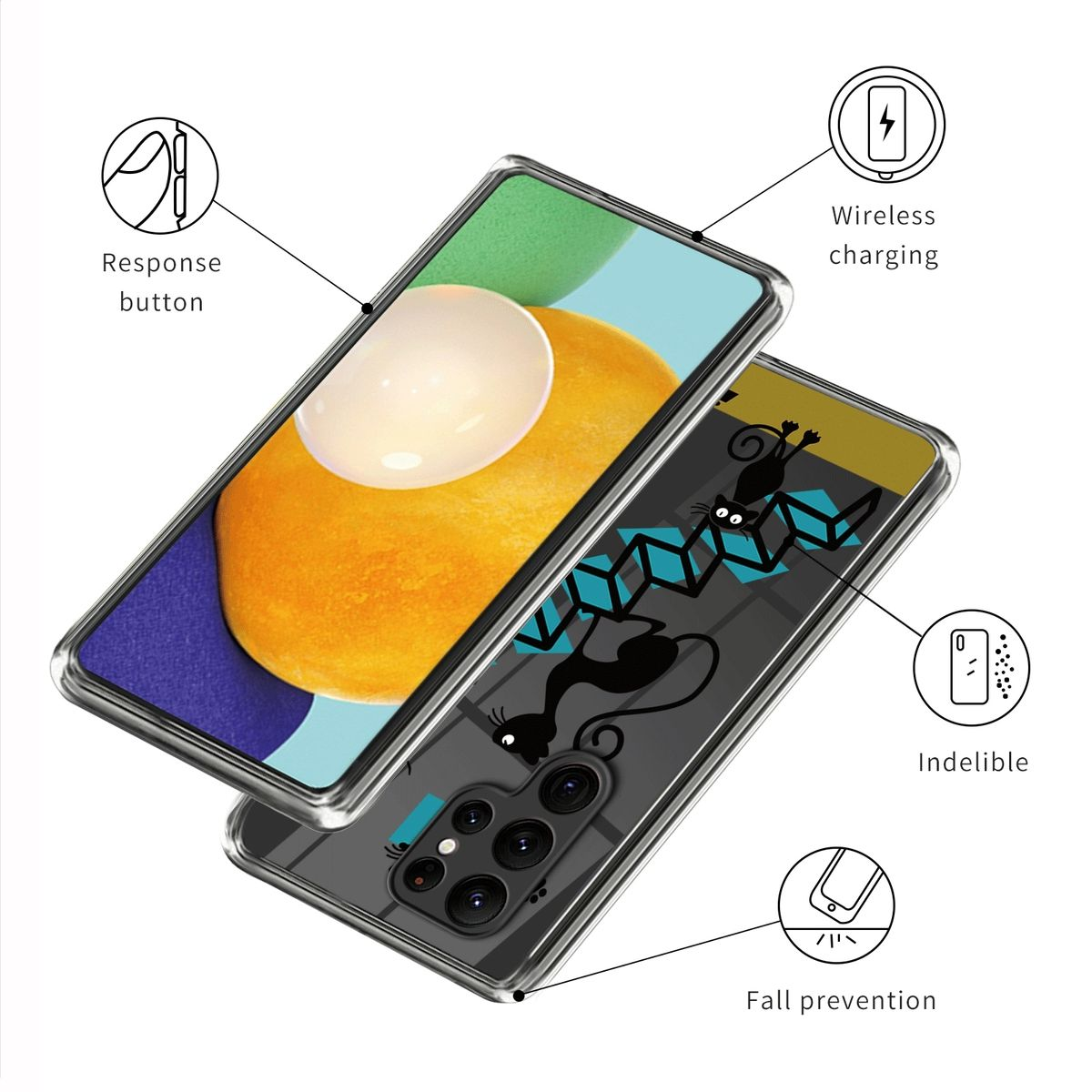 mit Motiv Samsung, Hülle S23 Galaxy WIGENTO Muster Aufdruck & Design Transparent TPU robust, 5G, Ultra Backcover, dünn