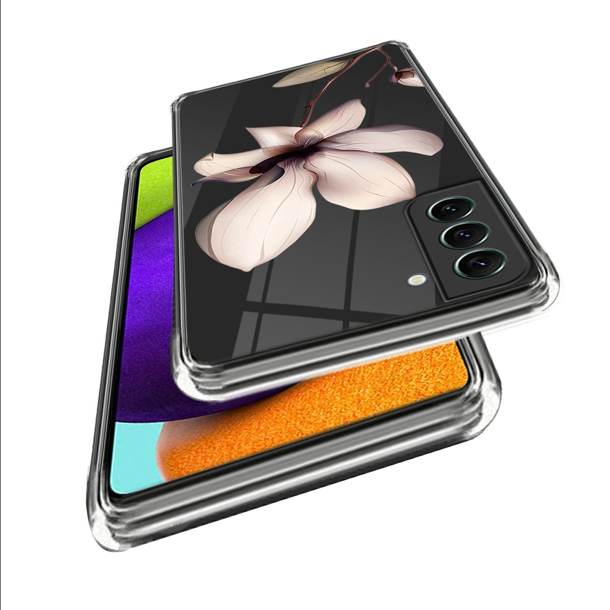 WIGENTO Design Plus Muster Aufdruck & Backcover, Hülle dünn Motiv Galaxy S23 mit TPU 5G, Transparent robust, Samsung