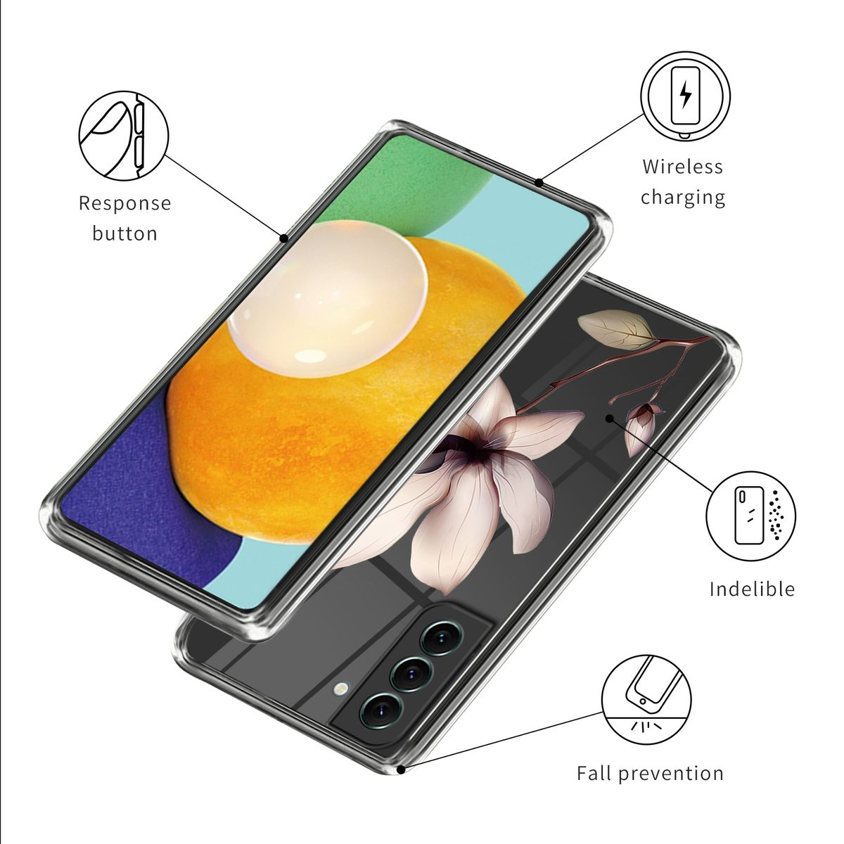 WIGENTO Design Muster dünn Hülle mit Transparent 5G, Motiv Plus Samsung, & S23 Backcover, Aufdruck TPU robust, Galaxy