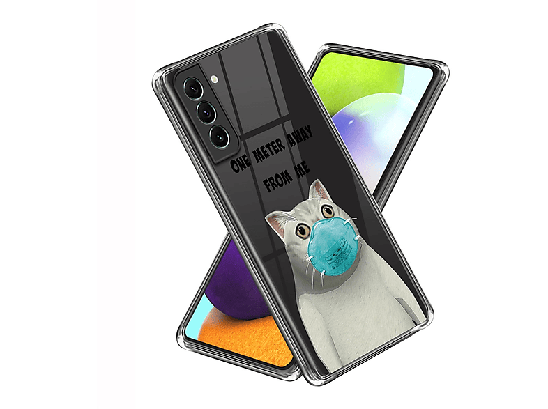 WIGENTO Design Muster Motiv dünn robust, Hülle Samsung, TPU & S23 Plus 5G, Backcover, Aufdruck mit Galaxy Transparent