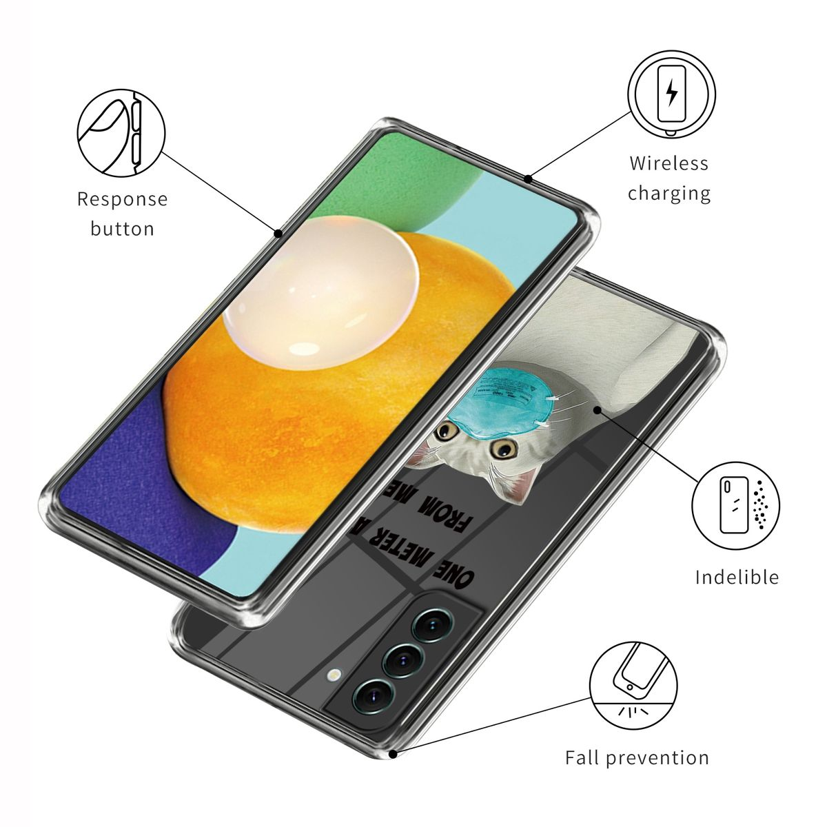 WIGENTO Design Motiv Hülle Plus S23 robust, mit Samsung, 5G, Transparent & Aufdruck TPU dünn Muster Backcover, Galaxy