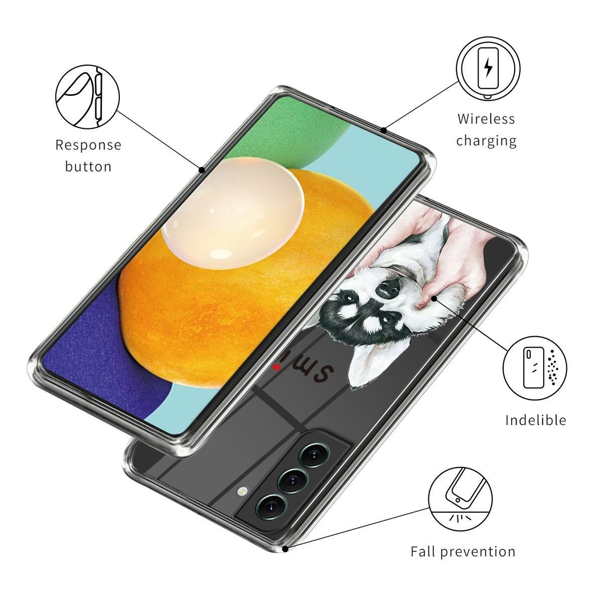Hülle TPU robust, dünn Samsung, Design Motiv 5G, & Plus Transparent Aufdruck Backcover, mit Galaxy WIGENTO Muster S23