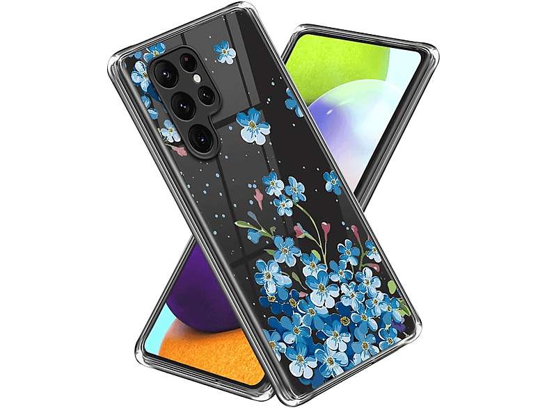 WIGENTO Design Muster Motiv TPU Hülle dünn & robust, Backcover, Samsung, Galaxy S23 Ultra 5G, Transparent mit Aufdruck
