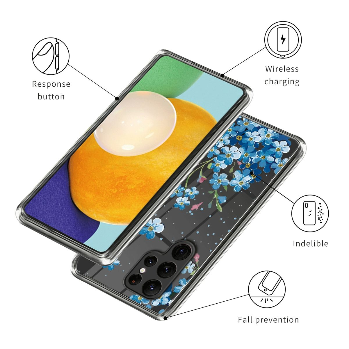 robust, S23 Aufdruck Samsung, 5G, & TPU WIGENTO Galaxy Muster Hülle Motiv Design Transparent mit Backcover, dünn Ultra