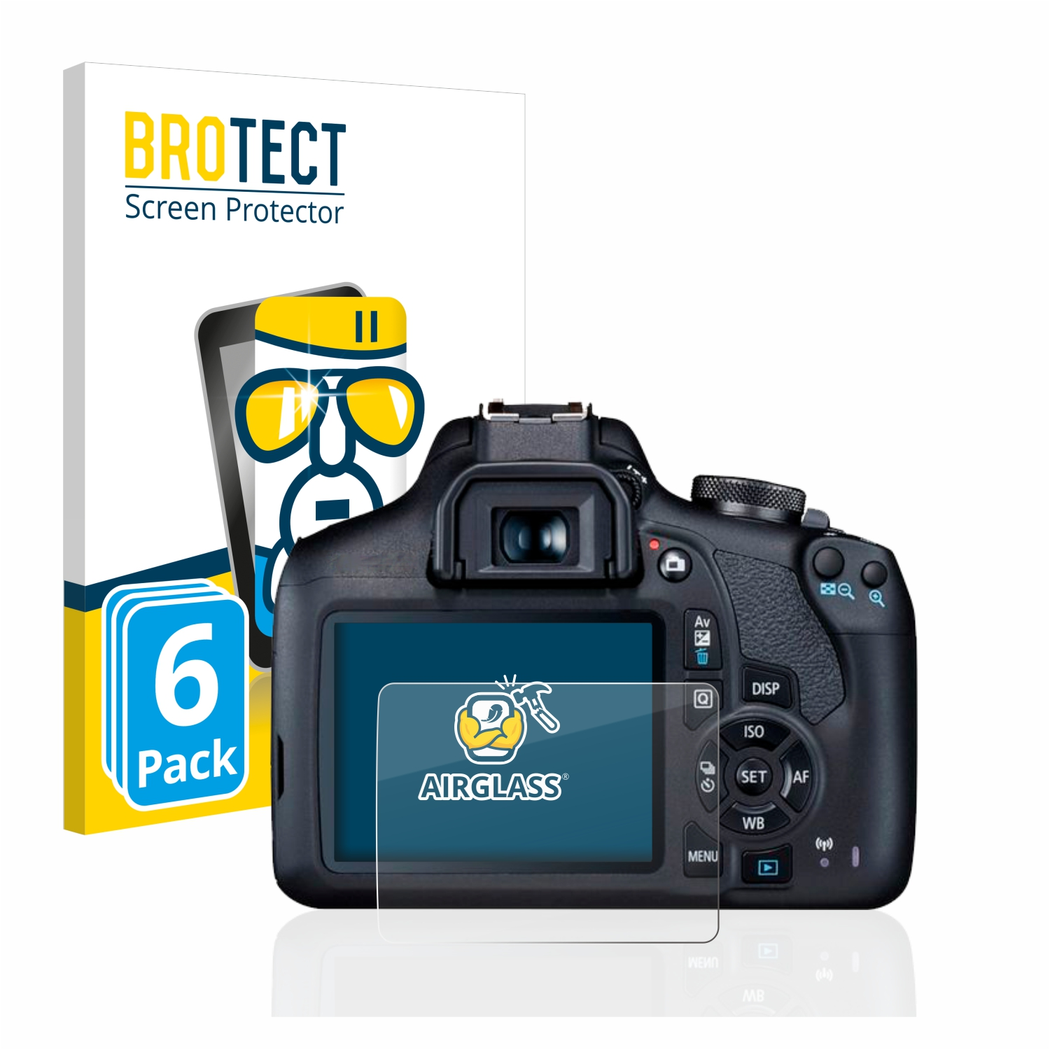 BROTECT 6x Airglass klare Schutzfolie(für 2000D) Canon EOS