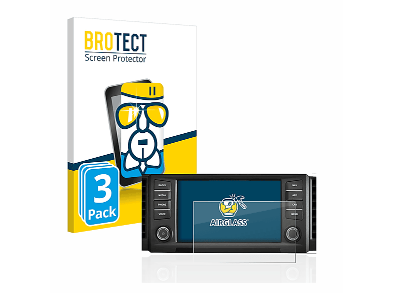 BROTECT 3x Airglass klare Schutzfolie(für Seat Leon 5F 2018 Media System Plus 2016 8\