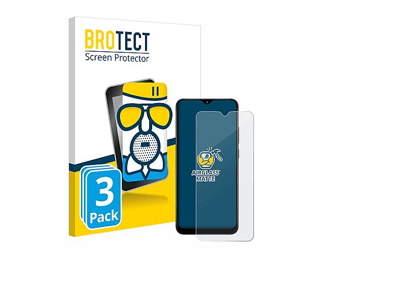 BROTECT 3x Airglass matte Schutzfolie(für Samsung Galaxy A02s)