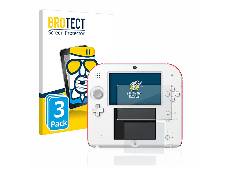 BROTECT 3x Airglass 2DS) matte Schutzfolie(für Nintendo