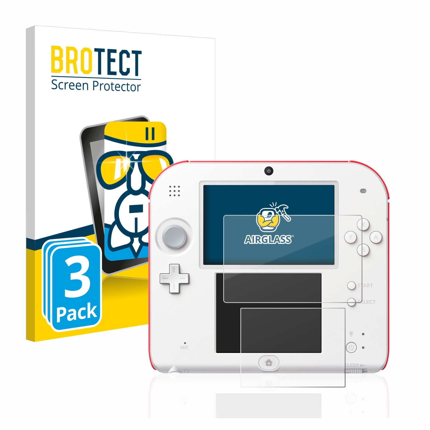 BROTECT 3x Airglass klare 2DS) Schutzfolie(für Nintendo