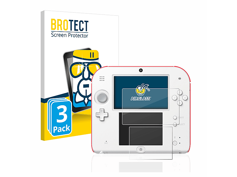 BROTECT 3x Airglass klare Schutzfolie(für 2DS) Nintendo