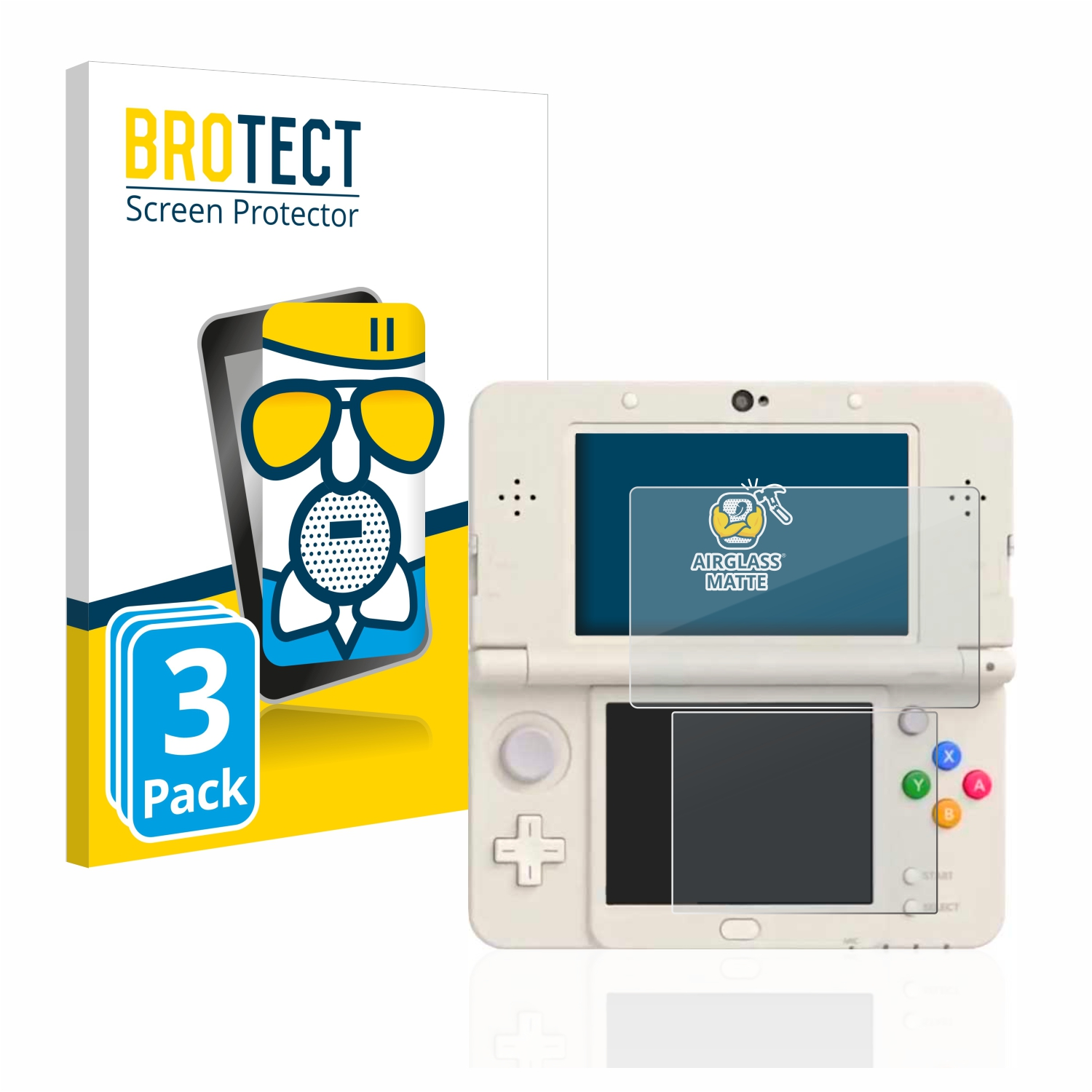 BROTECT 3x Airglass matte 3DS) Nintendo New Schutzfolie(für
