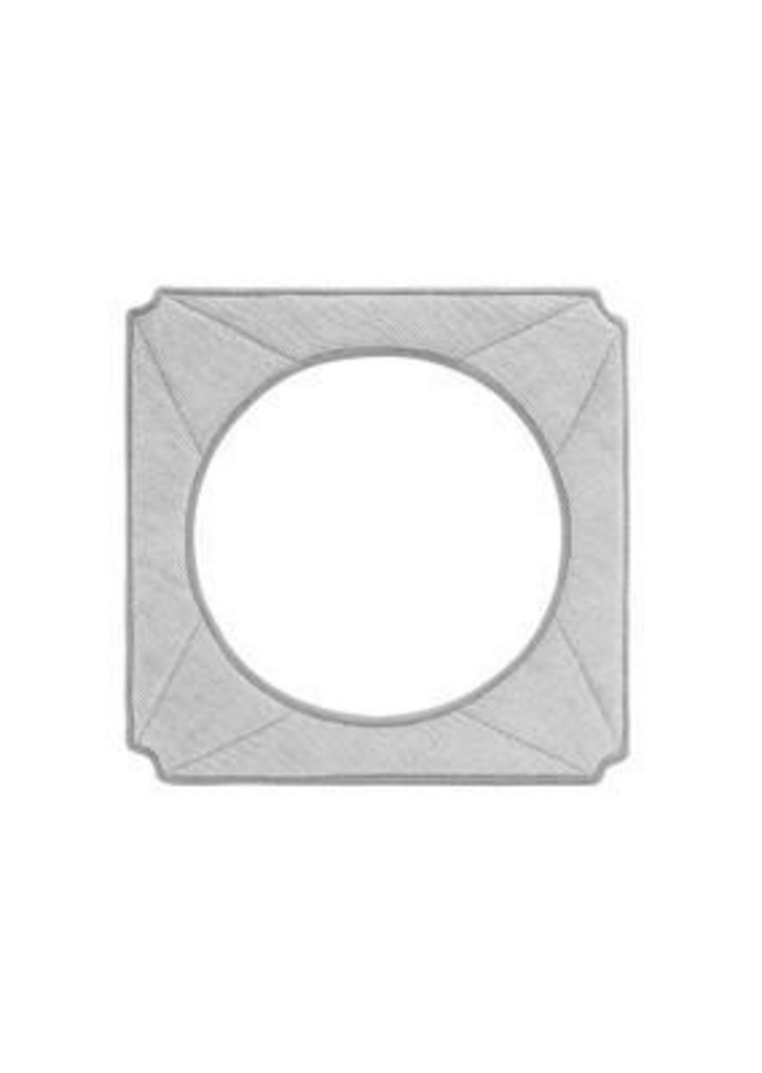 Kwadratowa, dekoracyjna rama z otwartym środkiem.