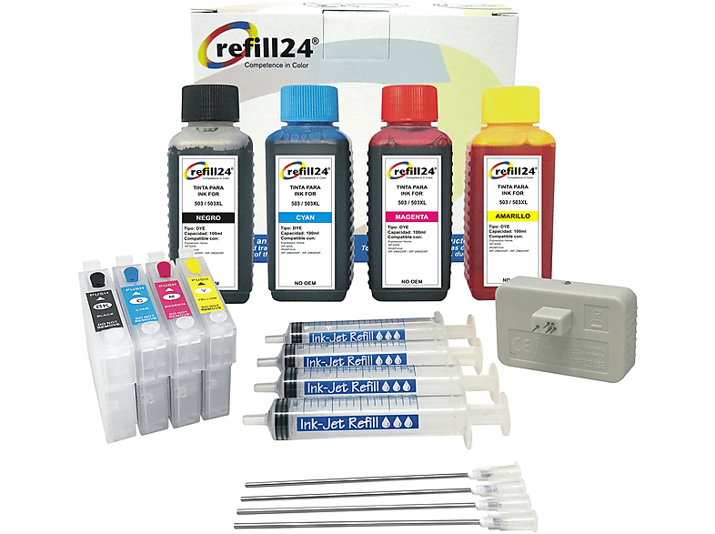 Kit De Tinta Para Recargar Cartuchos Refill Epson Xl