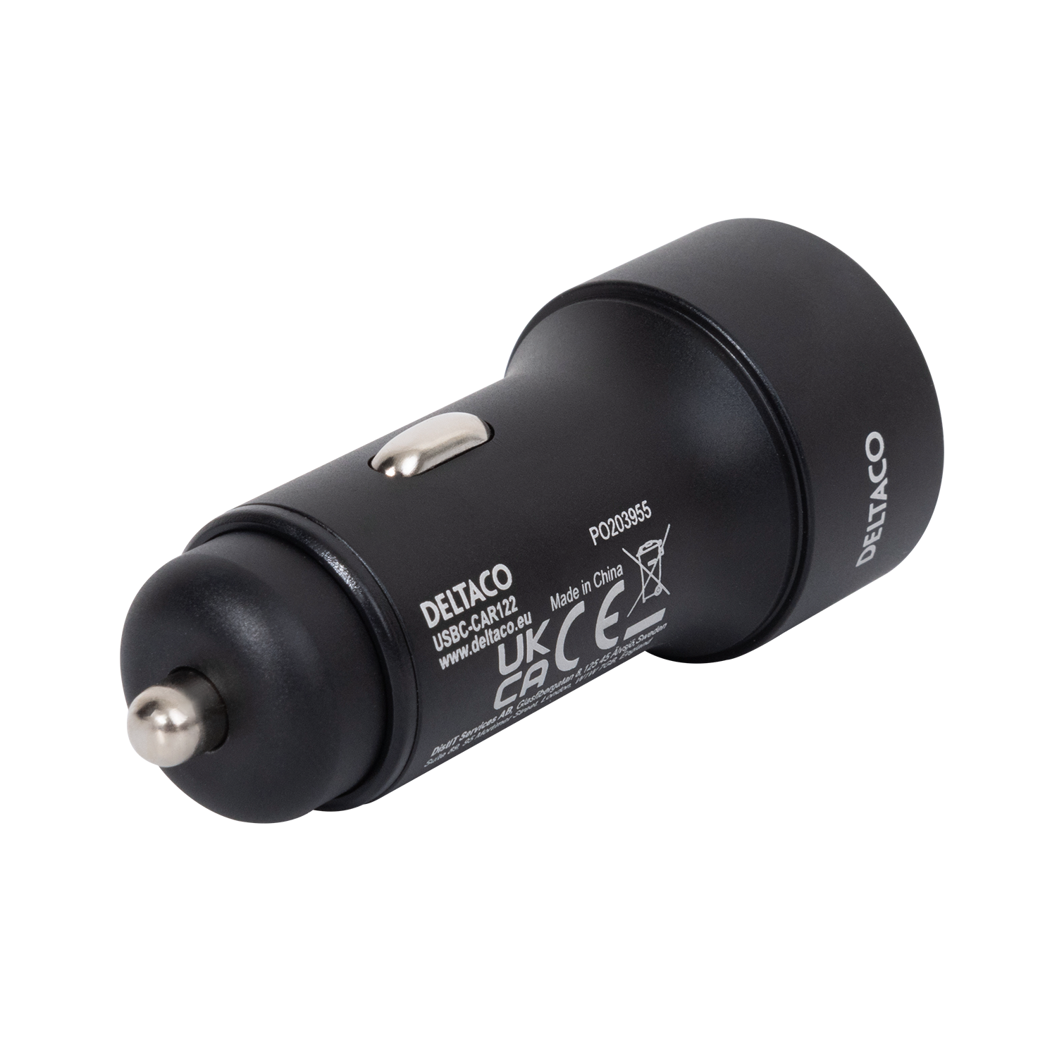 DELTACO DELTACO USB KFZ-Ladegerät, 1x USB-C, PD 18 W, 1x USB-A, 18 W, 36W, Met USB KFZ-Ladegerät Universal, Schwarz