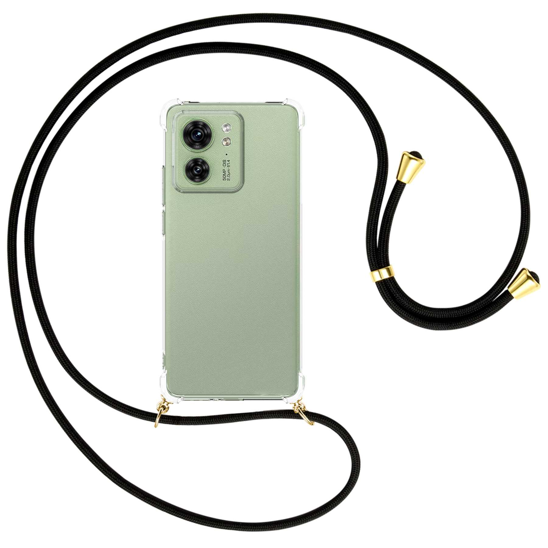 / Schwarz Backcover, MORE gold Umhänge-Hülle ENERGY Motorola, 5G, MTB mit Kordel, 40 Edge