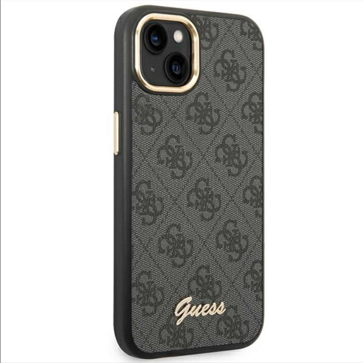 Custodia per telefono Guess nera con motivo a logo ripetuto.