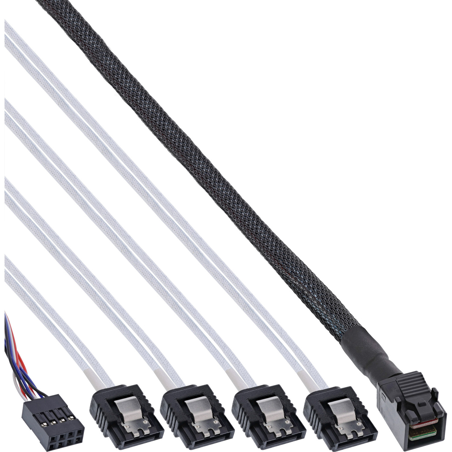 INLINE InLine® Mini SAS HD SFF-8643 Sideband, SAS, 1 m Kabel, 1m Kabel, zu SATA + 4x