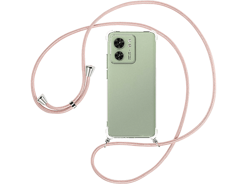 Backcover, Edge MORE Rosegold mit Motorola, Umhänge-Hülle MTB / Kordel, 5G, ENERGY silber 40