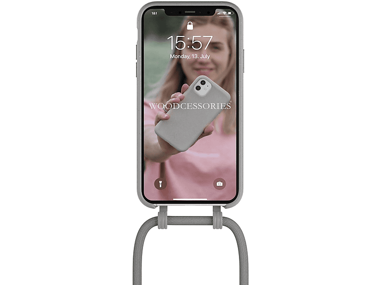 WOODCESSORIES CHA015 NECKLACE BIO AM IP 11 XR GREY, Backcover, Apple, iPhone 11, iPhone Xr, Grau