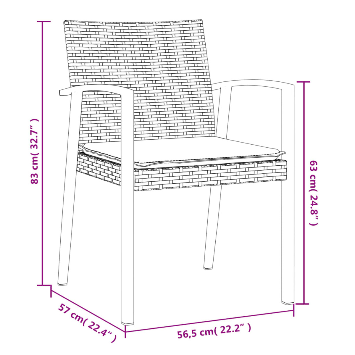 VIDAXL 3186976 und Gartentisch- Stuhlset, Schwarz