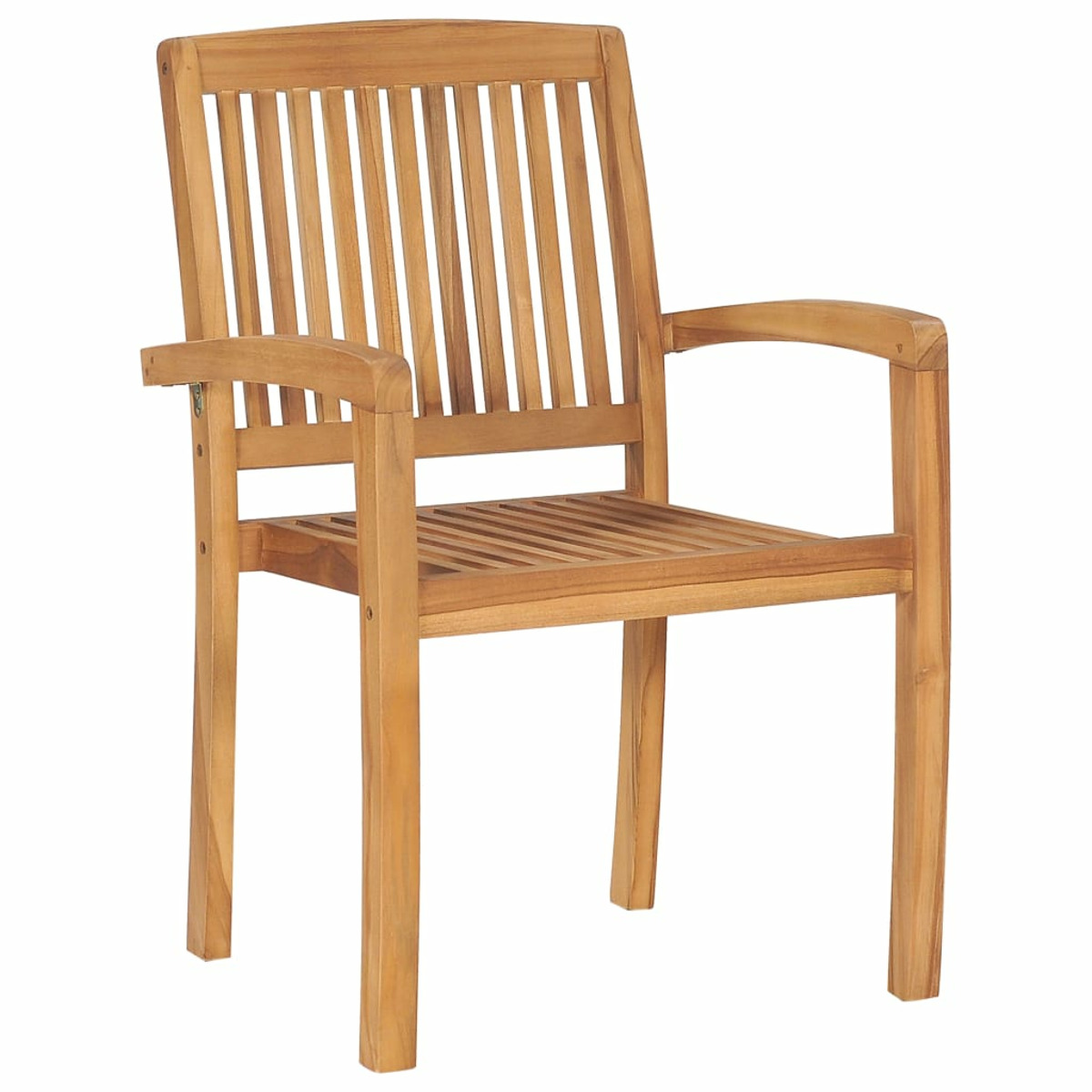Holzstuhl mit Armlehnen, Seitenansicht.