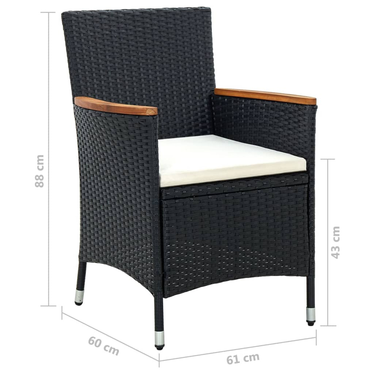 Schwarz 3103600 Gartentisch- Stuhlset, VIDAXL und