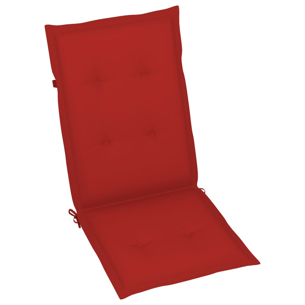 Ein rotes Kissen mit Knöpfen auf weißem Hintergrund.