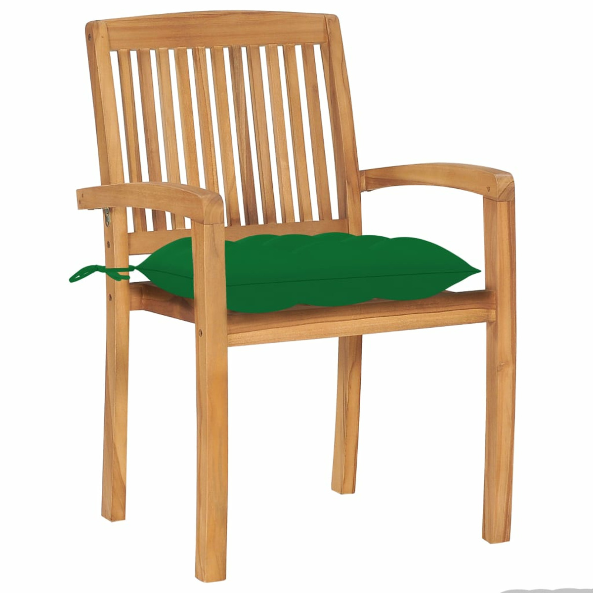 Grünes Kissen mit Bindebändern. Grüner Stoff und Bänder, weißer Hintergrund. Nahaufnahme.