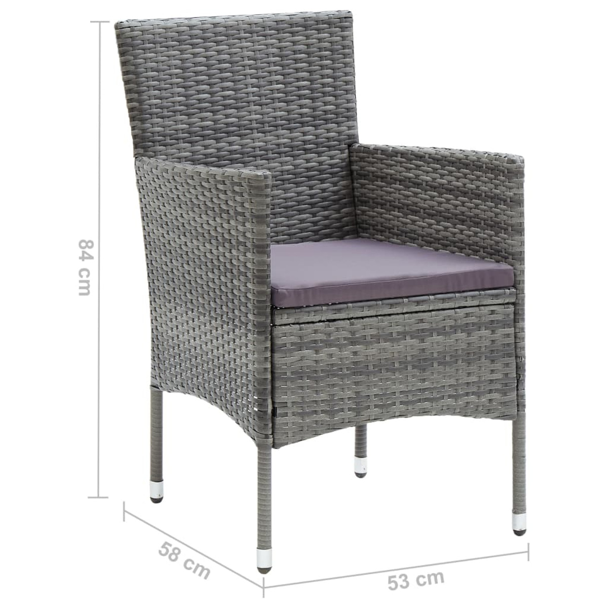 VIDAXL 3071802 Gartentisch- Stuhlset, Grau und