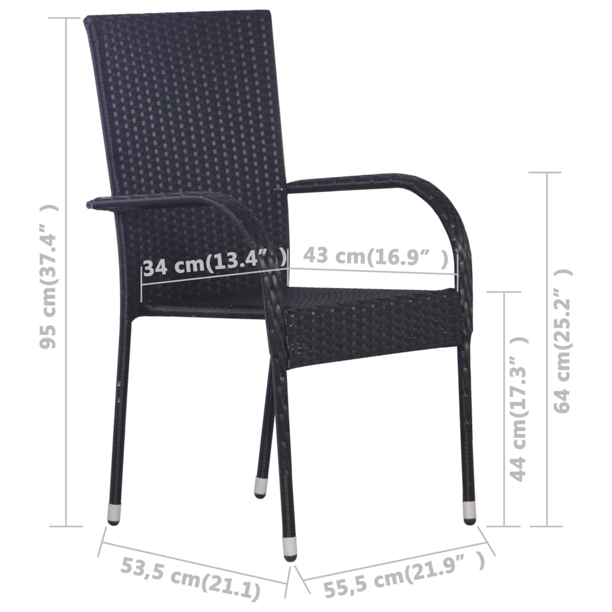 Schwarz Stuhlset, VIDAXL und 3067784 Gartentisch-
