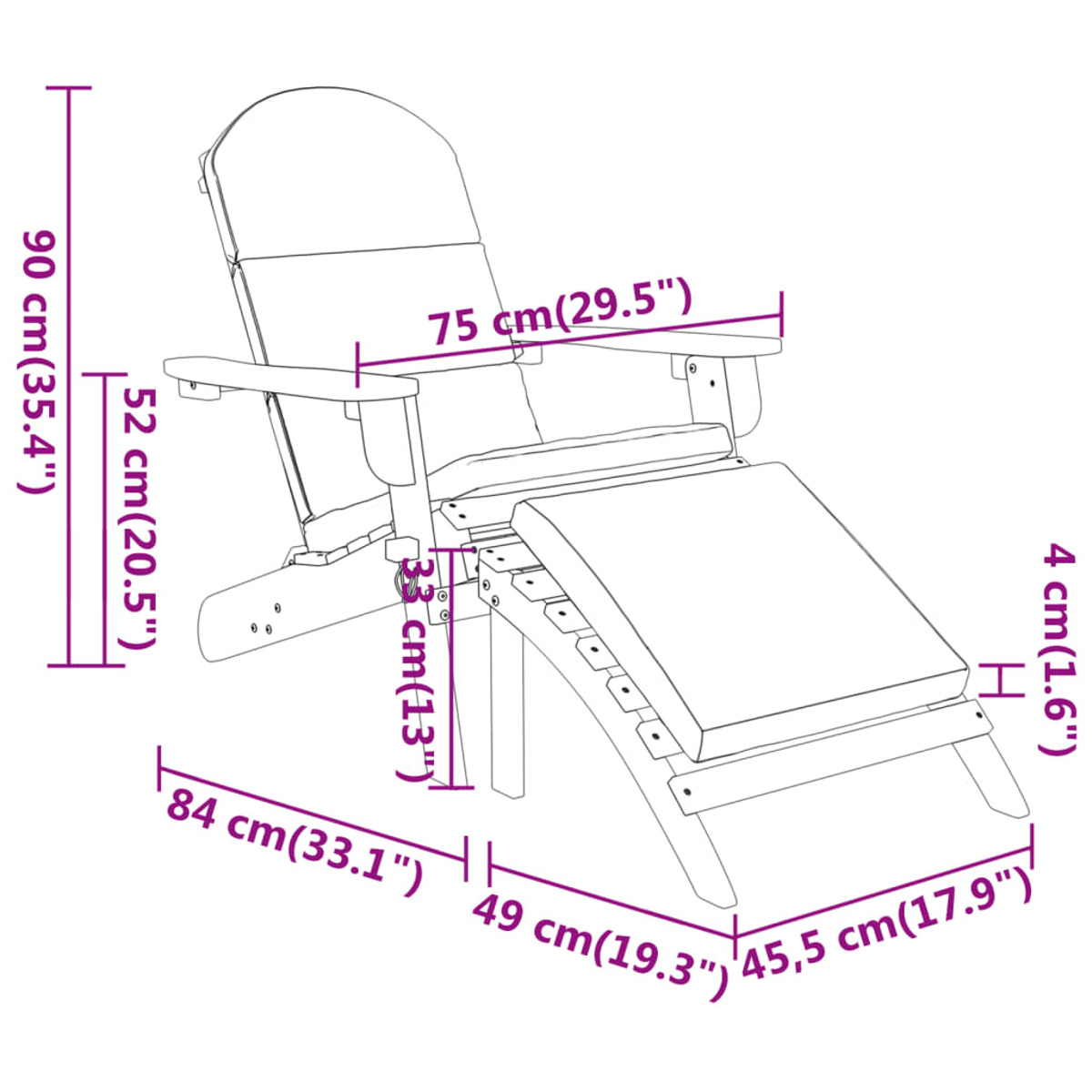 Cremeweiß Gartenstuhl, VIDAXL 360033