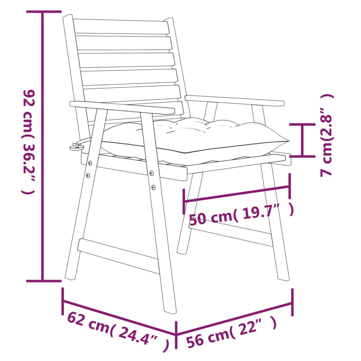 VIDAXL 3078421 Gartenstuhl, Creme