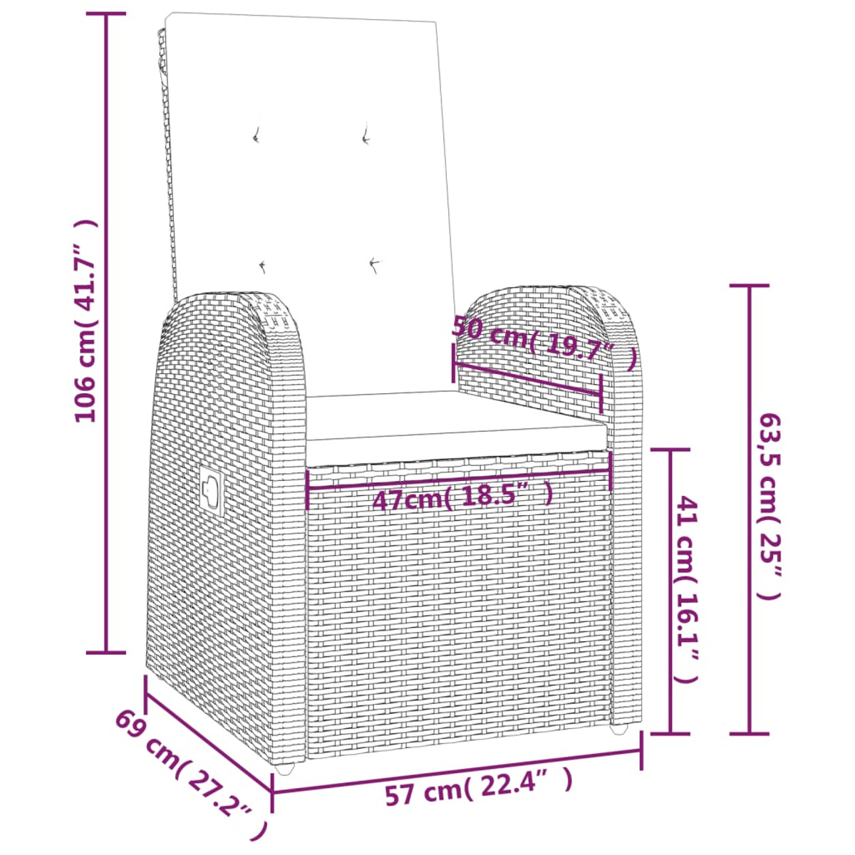 VIDAXL 47676 Grau Gartenstuhl