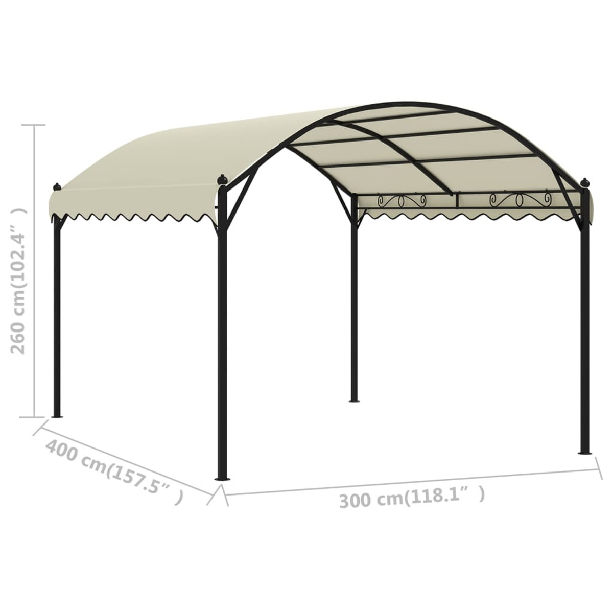 48029 VIDAXL Schwarz Pavillon, und Creme