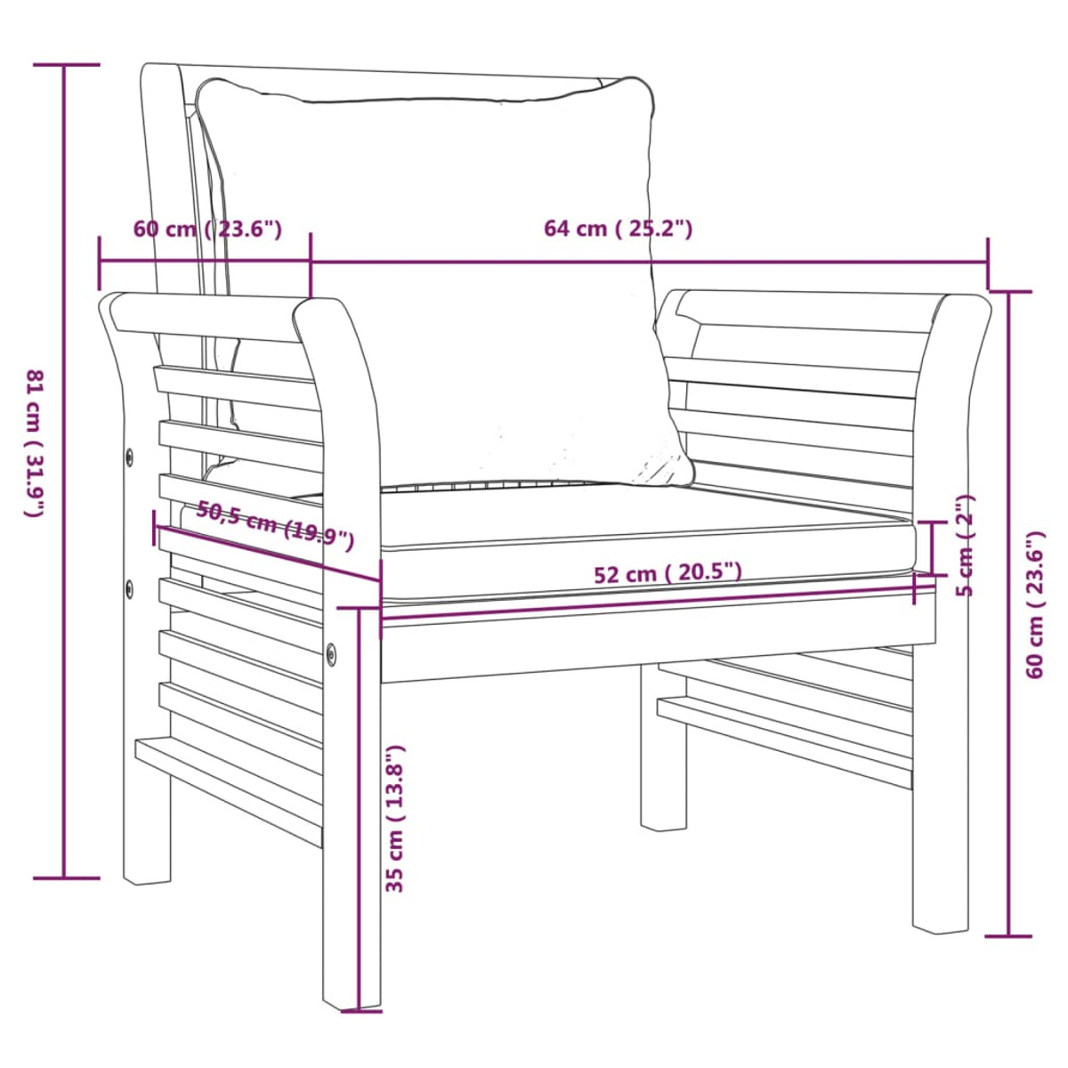 Gartentisch- Stuhlset, 3058097 Weiß VIDAXL und