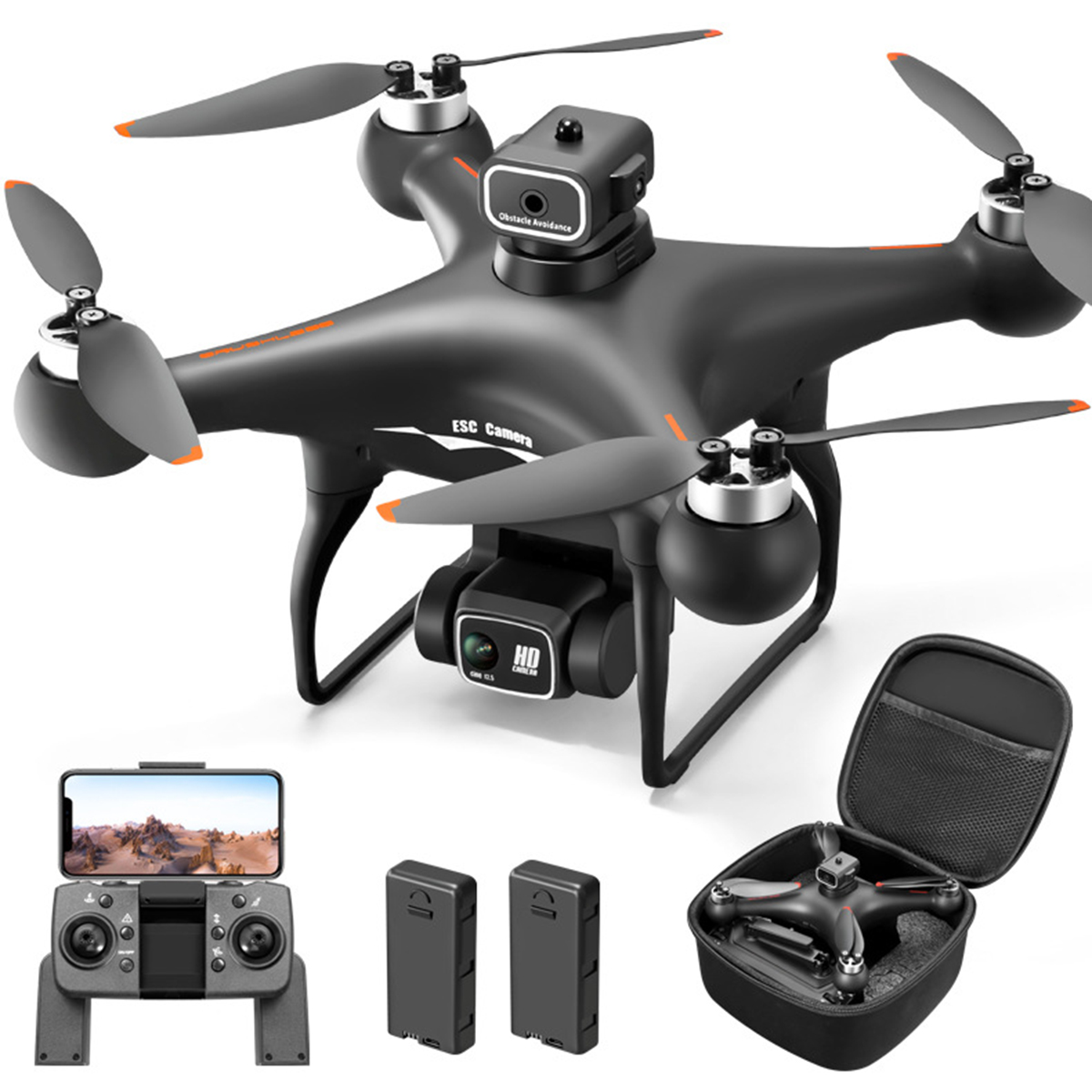 SYNTEK Bürstenlose Hindernisvermeidungsdrohne HD Dual Drohne, Kamera Schwarz Optical Flow ESC Luft Quadcopter