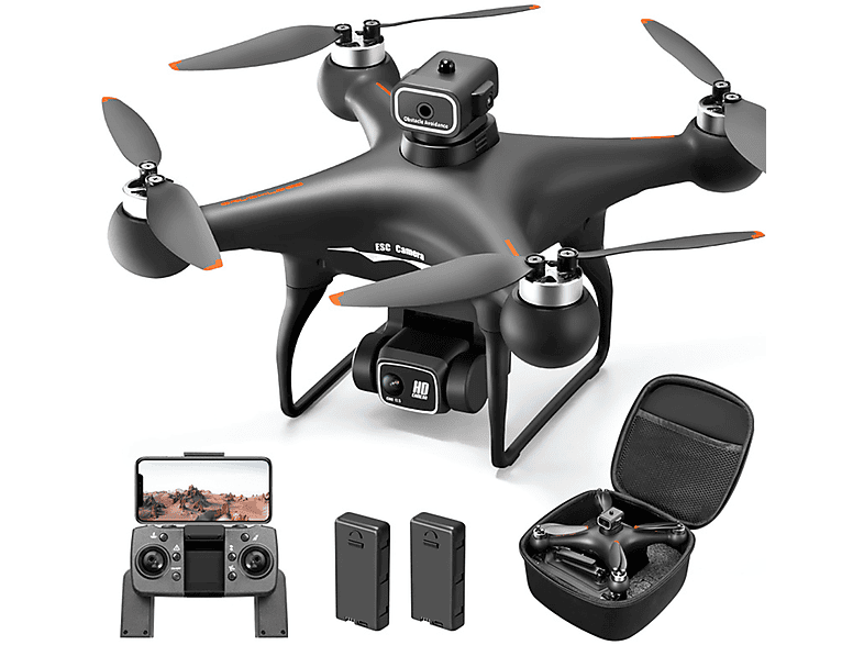 SYNTEK Bürstenlose Hindernisvermeidungsdrohne HD Dual Kamera Luft Quadcopter ESC Optical Flow Drohne, Schwarz